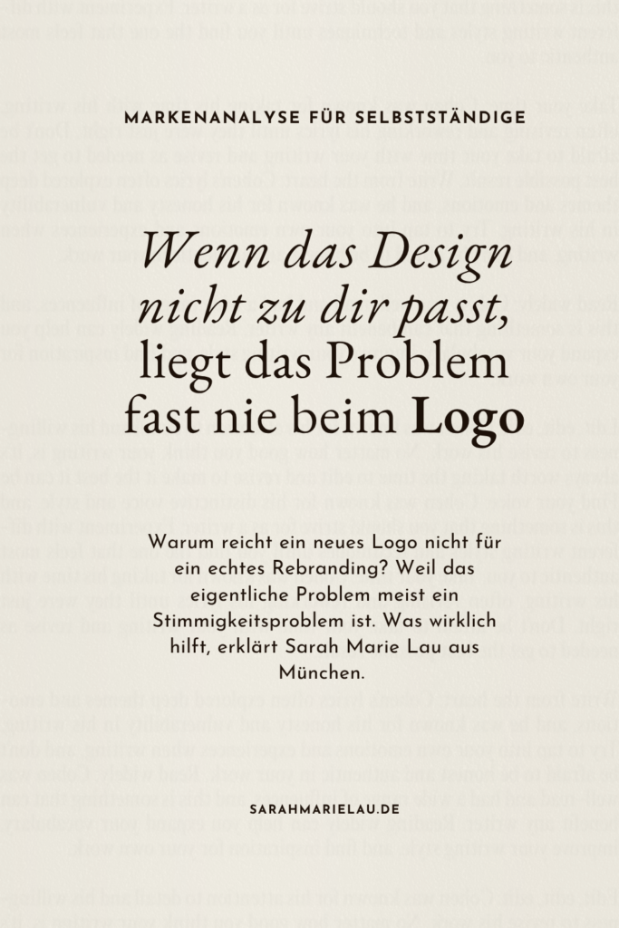 Notizbuch mit Skizzen, Text: Ein Logo ohne System ist ein Symbol ohne Bedeutung